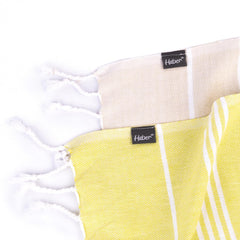 Haber Premium Basic Large Size 100% Cotton Towel 600 Gsm | Soft, Absorbent & Comfortable Quick Dry Bath Towels - Beige & Green (2 Pcs)
