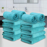 Heelium Bamboo Hand Towel 2400 Gsm | Ultra Absorbent & Anti-Bacterial | 3x Softer Than Cotton Towels (Teal) - Pack Of 12