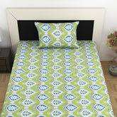 100% Cotton Single Bedsheet With 1 Matching Pillow Covers - 57 X 87 Inches, Palm Green | All Weather Comfort & Bedroom - Softness & Natural Breathability