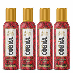 St. John Cobra True Man Perfume Men Body Spray 400ml 13.5 Fl.oz. Pack Of 4 | Perfect For Suited All Season Perfume