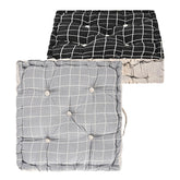 Soft Cotton Chair Cushions For Sitting, Button Pillow, Printed - Black & Light Grey | For Office Work & Posture Support | Sitting Cushion & Back Rest For Chair | Pain Relief - Pack Of 2