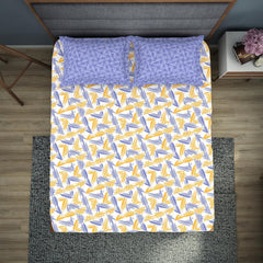 Bedsheet For Double Bed With 2 Pillow Cover - 90 X 100 Inches, Lavender & Yellow | Super Soft Queen Size Bedsheet For Diwali Gifting