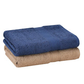 Fresh From Loom Luxury Edition Egyptian 100% Pure Cotton Bath Towel 1200 Gsm | High Water Heavy Soft Dual Stitched Bath Towel (Iris Blue & British Tan) - 2 Pcs