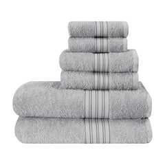Boutiquo 100% Cotton 2 Bath, 2 Hand & 2 Face Towels 1800 Gsm | Eco-Friendly Towels For Men & Women Ultra Soft & Highly Absorbent - Light Grey (Set Of 6)