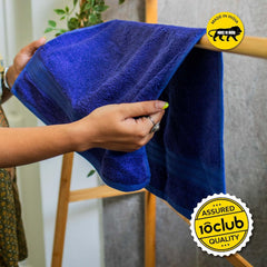 10club Bamboo Hand Towel 580 Gsm | Ultra Soft, Absorbent, Anti-Microbial & Quick Dry Towel For Daily Use, Gym, Pool, Kitchen, Travel, Sports & Yoga (Navy) -Set Of 4