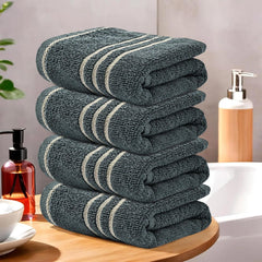 Kuber Industries Soft Cotton Face Towels 300 Gsm | For Men & Women | Easily Washable Pocket Towels & Workout Gym - Dark Grey (Pack Of 4)