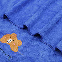 Khillayox Super Soft Bath Towel 400 Gsm | Super Absorbent Reusable Towel With Cute Cartoon Bear Print Washcloth For Babies (Sky Blue)