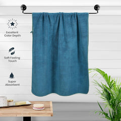 Urbanleaf Microfiber Large Bath Towel 644 Gsm | Quick Dry Super Absorbent Bath Towel For Men & Women | (Blue & Grey Stripe)