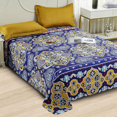 Perfect Double Bedsheet With 2 Pillow Covers - 88 X 100 Inches, Blue & Yellow | Breathable & Skin-Friendly Bedsheet | 240 Thread Count