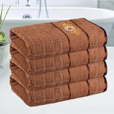 Kuber Industries Rectangle Super Absorbent Bath Towel 2000 Gsm | Soft & Comfortable Swimming & Bathing Towels | Gold Flower (Brown)- Pack Of 4