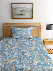 Floral Print Cotton 1 Single Bedsheet With 1 Pillow Cover - 60 X 90 Inches, Multicolor | Soft & Breathable Fabric, Skin-Friendly Bed Sheet For All Seasons