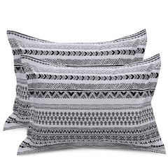 White & Black King Size Bedsheet With 2 Pillow Covers - 110 X 108 Inches | Cotton Bed Sheets Are Easy To Wash And Maintain At Home