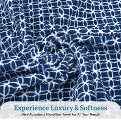 Kuber Industries Microfiber Bath Towel 2100 Gsm | Large Size Soft Quick Dry & Absorbent Shower Bath Towel (Circle - Blue)- Pack Of 6
