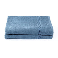 Akiko Home 100% Cotton Trident Series Bath Towels | Premium, Soft, Absorbent, Quick Dry & Durable, Large Size Towel For Men & Women 400 Gsm, Pack Of 2 (Blue)