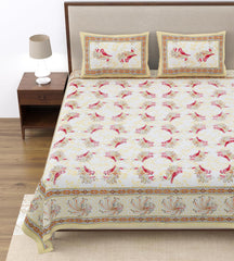 Cotton Queen Size Bedsheet For Double Bed With 2 Pillow Covers | 90 X 108 Inches, Yellow & Pink | Cotton Bedsheet Is Suitable For All Seasons | Ultra-Soft, Skin-Safe & Breathable Fabric