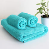 Heelium Bamboo Towel 1 Bath & 2 Hand Towel 900 Gsm | Soft, High Absorbency & Antibacterial Towels (Teal) - Pack Of 3