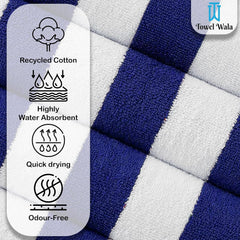Towel Wala Striped Soft Turkish Cotton Large Bath Towel 450 Gsm | For Men & Women, Hotel Pool Towel (Pack Of 4)