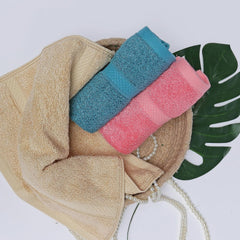 Velve 100% Bamboo Face Towel 600 Gsm | Ultra Soft, Absorbent & Quick Dry Towel For Facewash, Gym, Travel Towel - Teal, Pink & Beige