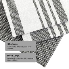 Indihaus Cotton Multi-Purpose Kitchen Hand Towels 250 Gsm | Waffle & Stripes Lunch, Dish Towel (Slate Grey)- Pack Of 4