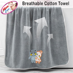 Mom Care Cotton Microfibre Bath Towels 290 Gsm | Extra Soft Quick Dry Strong Water Absorbent Bathing Towel For Kids (Multicolor)- Pack Of 4