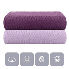Casa Copenhagen Designed In Denmark Popcorn Super Soft 2 Pieces 100% Cotton Large Bath Towel 525 Gsm - Dark Purple & Purple Rose