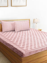 Handloom Printed Double Bedsheet For Queen Size With 2 Matching Pillow Cover | Size 90 X 100 Inches, Pink - Cotton Bedsheets For Double Bed | Soft & Smooth