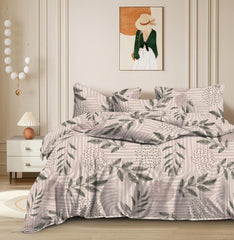Super Soft Cotton King Size Bedsheet With 2 Pillow Cover + Comforter - 72 X 78 Inches, Beige | All Around Elastic Fitted | Skin Friendly & Long Lasting