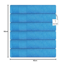 Ksc Shop Royal Cotton Hand Towel 750 Gsm - Set Of 6 (Sky Blue)