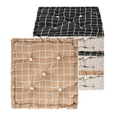 Soft Cotton Chair Cushions For Sitting, Button Pillow, Printed - Black & Brown | Pillow For Office Work & Posture Support | Sitting Cushion & Back Rest For Chair | Pain Relief - Pack Of 4