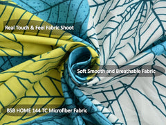 Printed Double Bedsheets With 2 Regular Size Pillow Cover - 90x90 Inches, Sky Blue | Beautiful Design Leaf Floral - Light Weight & Breathable Bedsheet