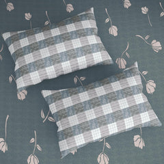 100% Cotton Elastic Fitted Double Bedsheet For Queen Size 2 Pillow Cover - 88 X 100 Inches, Grey | Perfect For Festive Gifting | Durability & Long-Lasting Use
