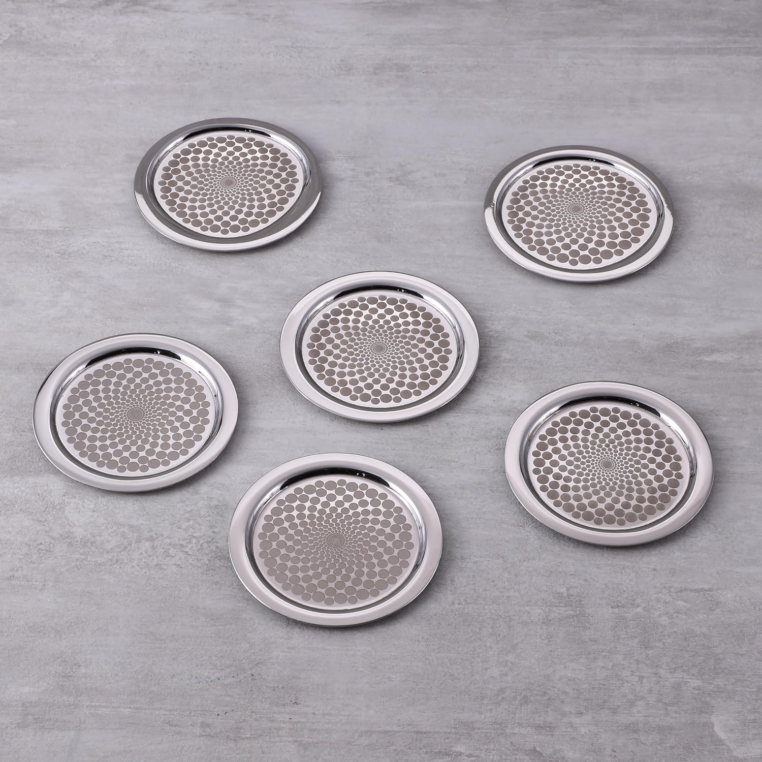 Stainless Steel Polka Flower Tumbler Coaster 6 Pcs Set | Coasters For Tumbler - Kitchen Dining Serving & Desk Coaster Stainless Steel Polka Flower Tumbler Coaster 6 Pcs Set | Coasters For Tumbler - Kitchen Dining Serving & Desk Coaster