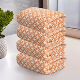 Heart Home Microfiber Soft Face Towels 900 Gsm | Quick Dry & Absorbent Hanging Hand Towels Circle - Golden (Pack Of 4)