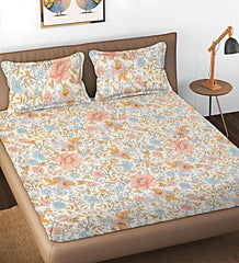 Cotton Bedsheet For King Size With 2 Pillow Cover (90 X 90 Inches) Multicolor | Long-Lasting & Luxuriously Soft | 210 Thread Count Bedsheet