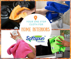Softspun Microfiber Cleaning Cloths Towel Set 340 Gsm | Highly Absorbent Lint And Streak Free Multi-Purpose Wash Cloth For Kitchen, Car, Stainless (2 Pcs)- Red