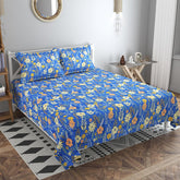 King Size Double Bedsheets With 2 King Size Pillow Covers - 108 X 108 Inches, Blue | Luxury Soft Sheet, Lightweight & Breathable Bedsheet