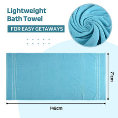 Kuber Industries Bath Towel 450 Gsm | Towel For Bath, Gym, Travel & Beach | Plain Lining (Sky Blue)