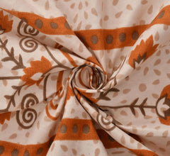 100% Cotton Double Bedsheet With 2 Pillow Covers Rajasthani Jaipuri Traditional Floral King Size Bedsheet - 90 X 90 Inches, Beige | 200 Thread Count Bedsheet
