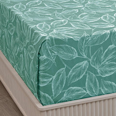 Printed Flat Double Bedsheet With 2 Pillow Covers - 84 X 90 Inches, Aqua Green | Soft Breathable & Wrinkle Free | 210 Thread Count