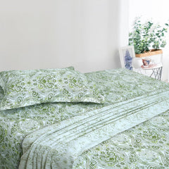 1 Single Bedsheet With One Pillow Covers - 60 X 90 Inches, Fern Green | Soft & Breathable Cotton Bedsheet - Long Lasting & Soft 250 Thread Count Bedsheet
