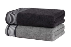 Casa Copenhagen He & She Super Soft Collection 2 Pieces Large Bath Towel 800 Gsm - Mirage Grey & Granite Grey