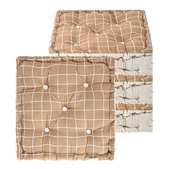 Soft & Comfortable Cotton Chair Cushion Pillow For Sitting, Check Print - Brown | Pillow For Office Work & Posture Support | Sitting Cushion & Back Rest For Chair, Pain Relief - Pack Of 4
