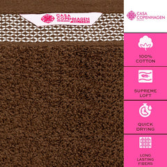 Casa Copenhagen Egyptian Cotton Solitaire Hand Towel 740 Gsm (Brown)- Pack Of 6