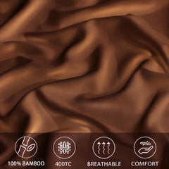 Satin Fitted Solid Bedsheet King Size With 2 Pillow Cover - 72 X 78 X 10 Inches, Brown | Lightweight & Breathable, Perfect For All Seasons