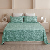 Aqua Green King Size Bedsheet With 2 Pillow Covers - 108 X 108 Inches | Luxurious Printed Flat Sheets | Perfect For Home Decor & Gifting