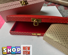Designer Premium Mdf Wedding Box/Cash Box, Shagun Box, Decorative Box, Money Box, Gaddi Box 20 X 9 X 4cm, Colour - Red, Style - Elegant