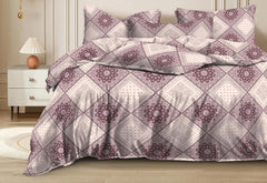Double Bed King Size Bedsheet With 2 Pillow Cover - 72 X 72 Inches, Mauve | Cotton Elastic Fitted Printed Bedsheet | Ideal For Home Decor, Hotel, Guest House