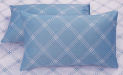 Fitted 1 Single Size Bedsheet With 1 Pillow Cover - Size 36 X 78 Inches, White & Blue | Luxury Soft Sheet, Lightweight & Breathable Bedsheet