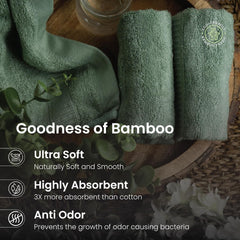 Mush 100% Bamboo Face Towel 500 Gsm | Ultra Soft, Absorbent, & Quick Dry Towels For Facewash, Gym, Travel | Pack Of 3 (Olive Green)