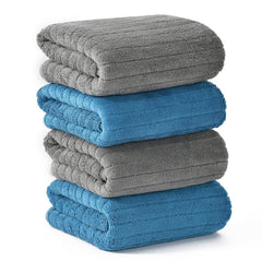 Urbanleaf Stripe Microfiber Hand Towels 340 Gsm | Gym & Workout Towels, Pack Of 4 (Multicolor 2)